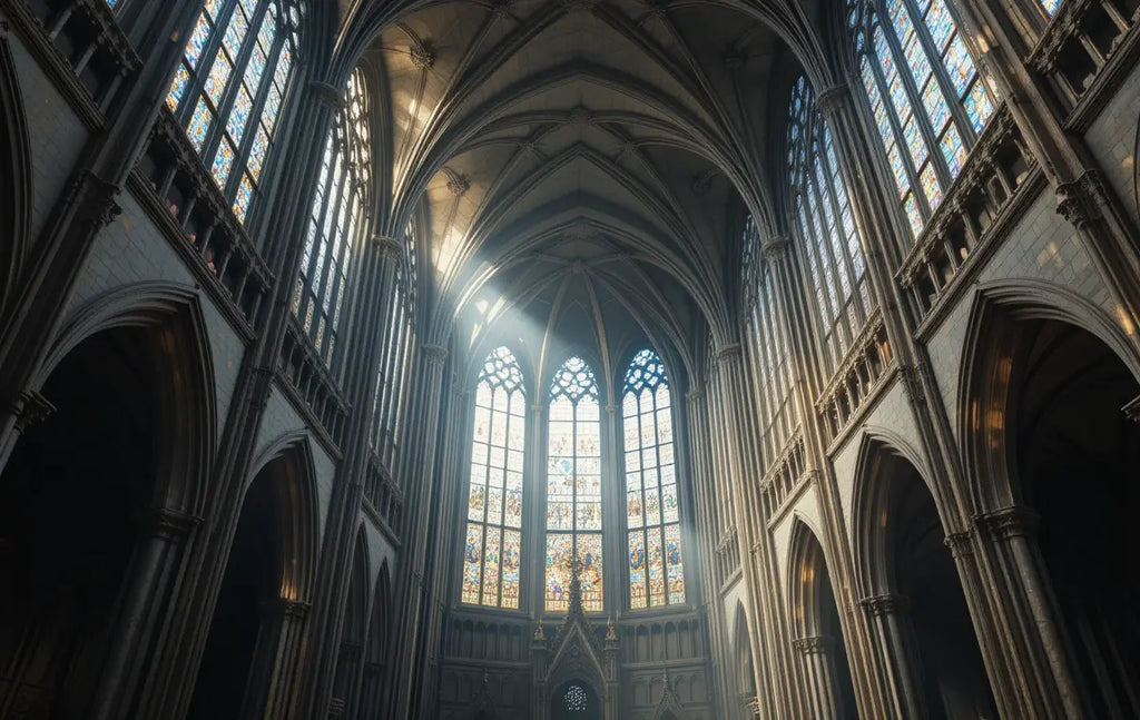 Gothic Cathedral Interior with Stained Glass My Store