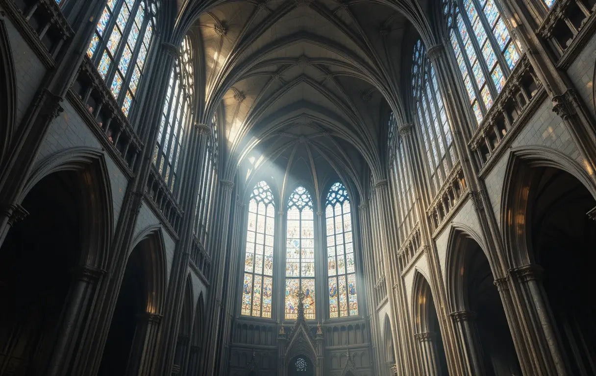 Gothic Cathedral Interior with Stained Glass My Store