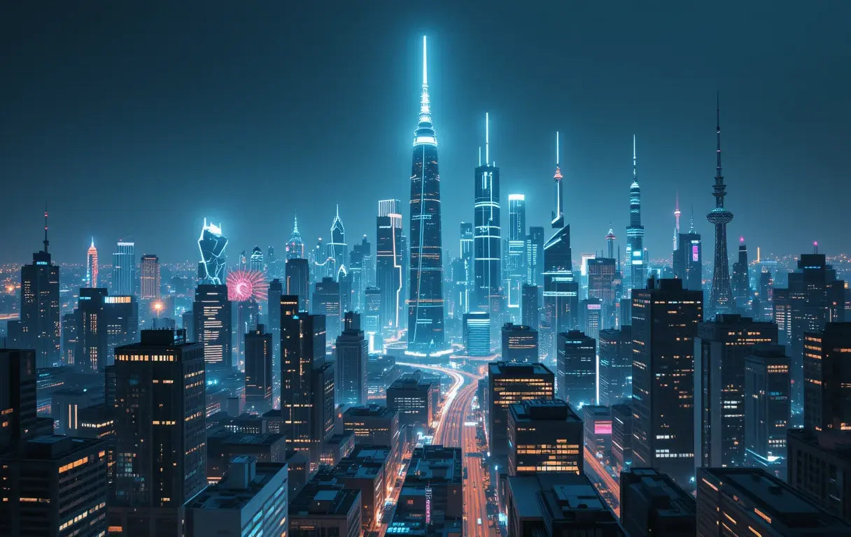Futuristic City Skyline at Night My Store