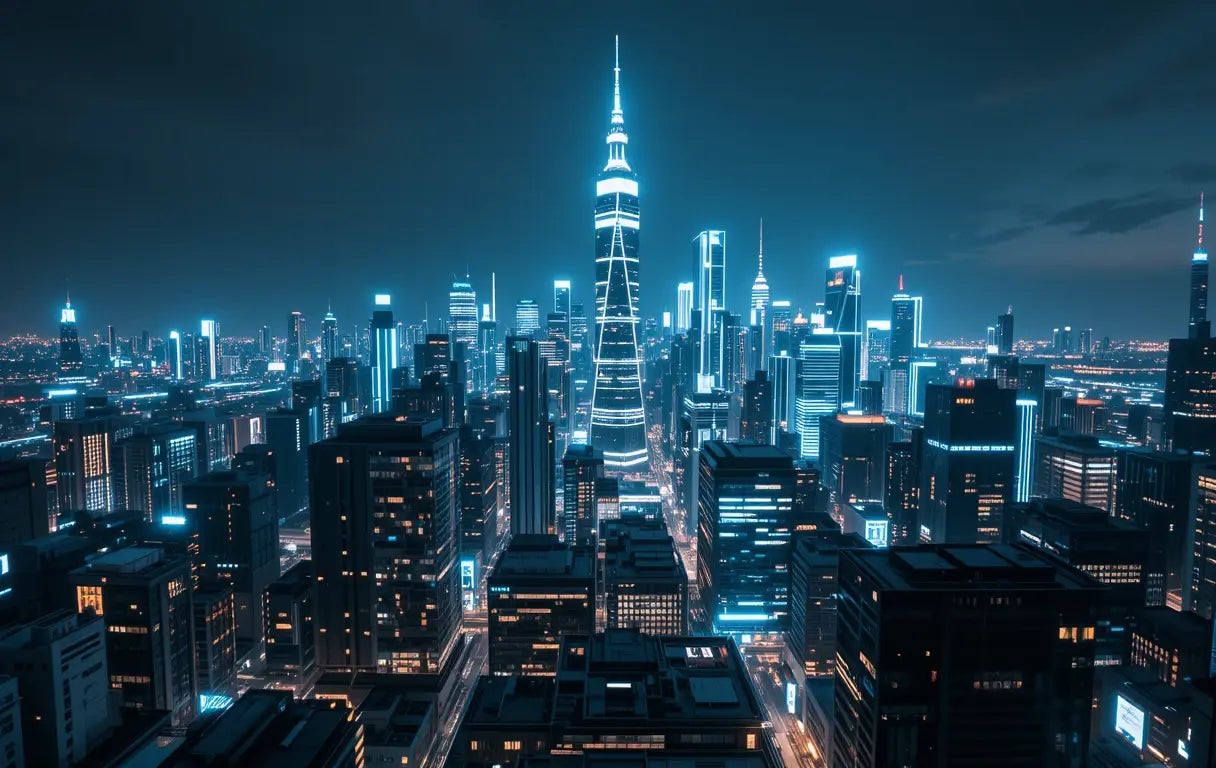 Futuristic City Skyline at Night My Store