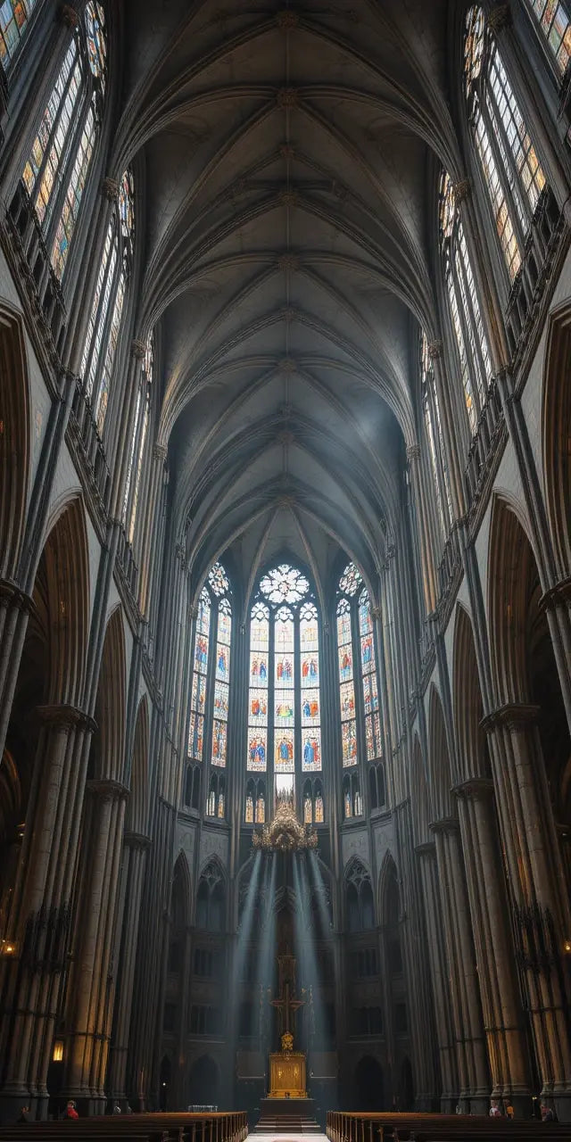 Gothic Cathedral Interior with Stained Glass My Store