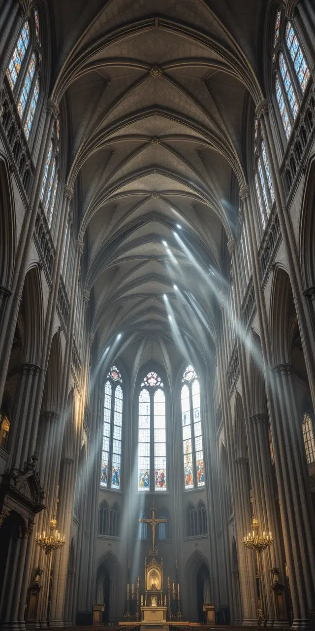 Gothic Cathedral Interior with Stained Glass My Store