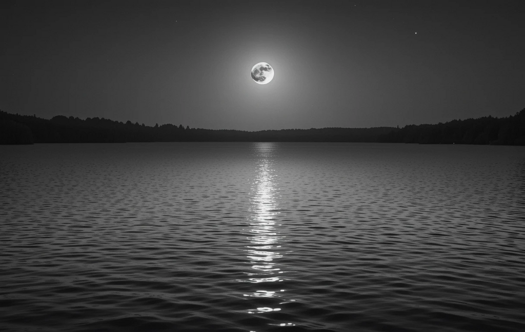 Full Moon Over Calm Lake