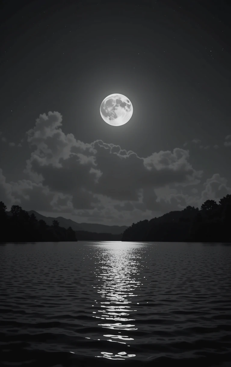 Full Moon Over Calm Lake