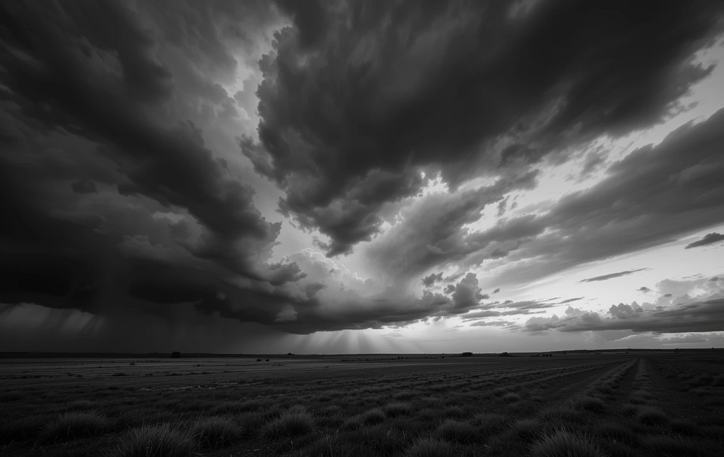 Dramatic Storm Clouds Over Field