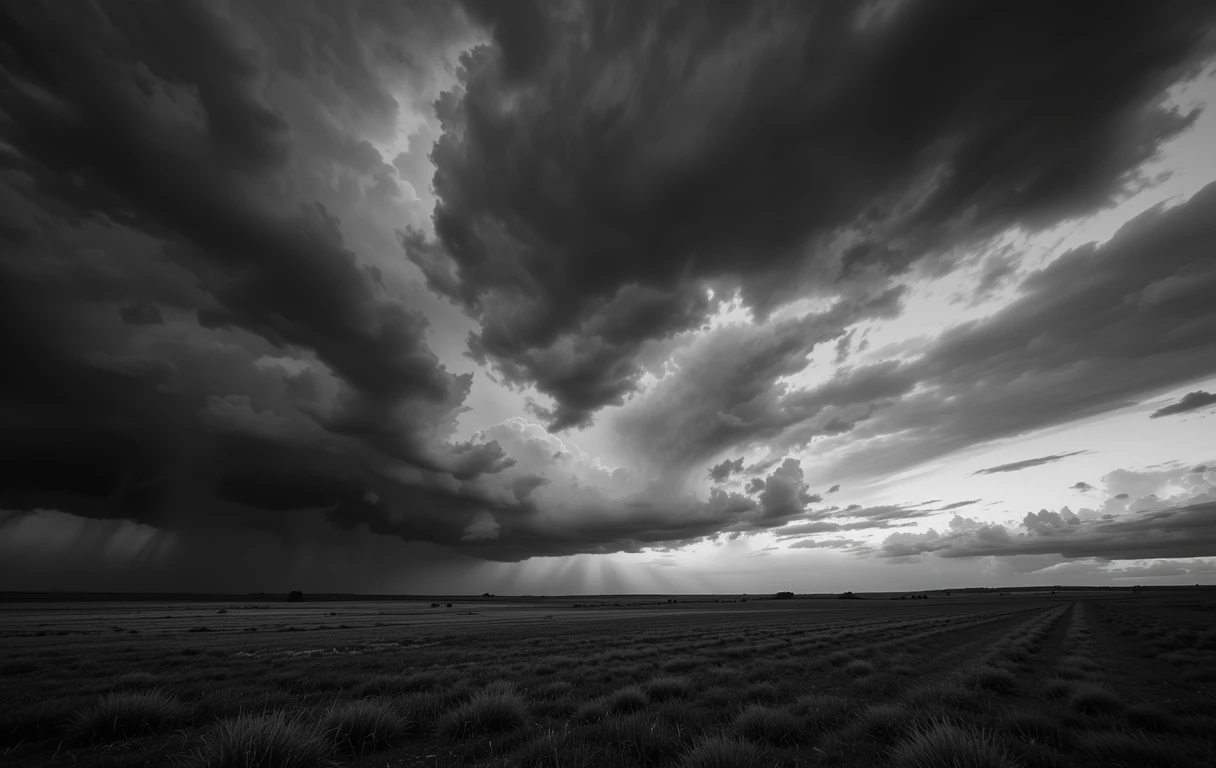 Dramatic Storm Clouds Over Field
