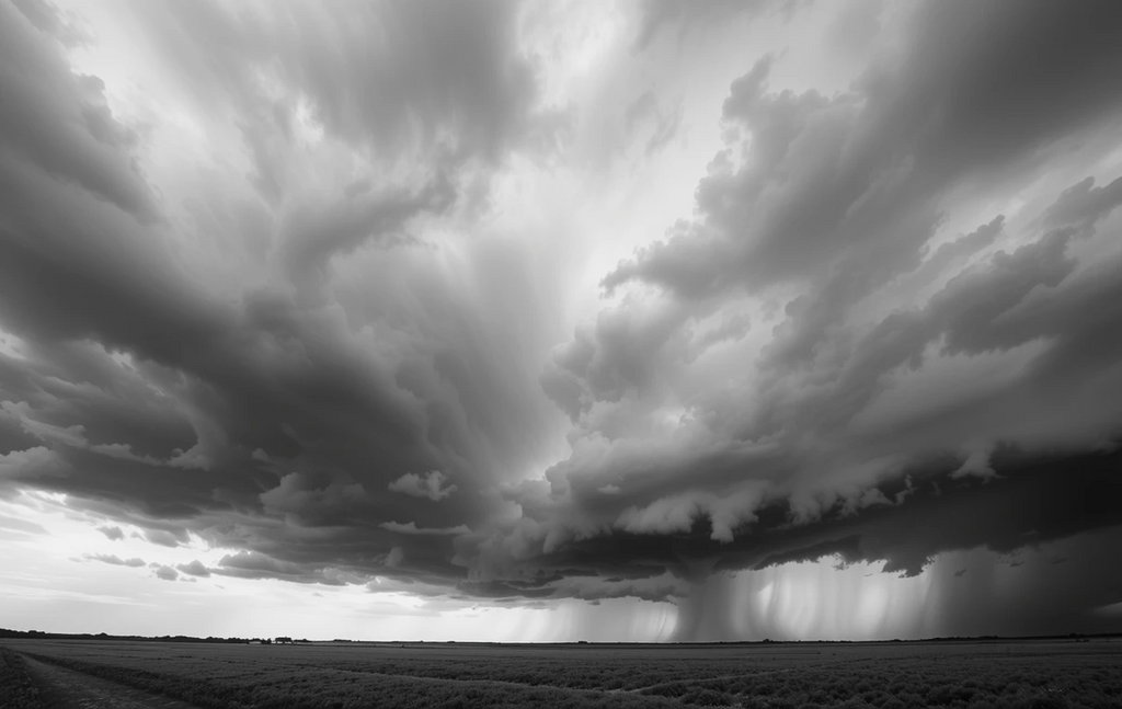 Dramatic Storm Clouds Over Field