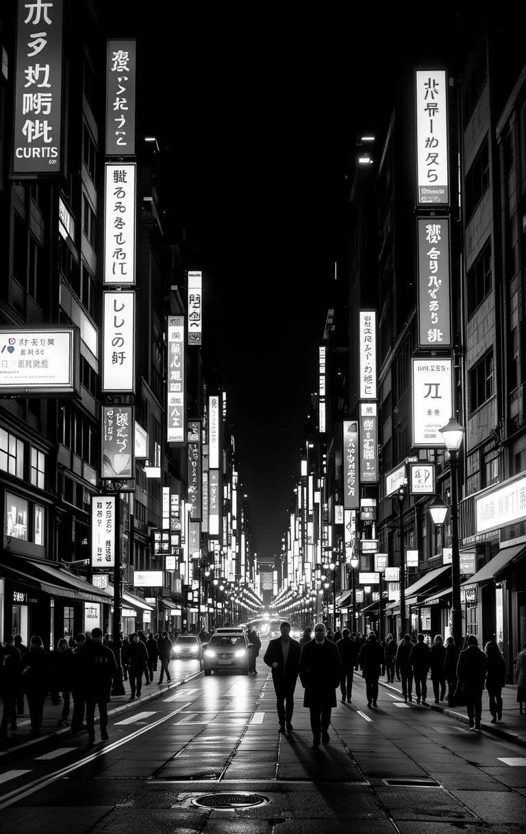 Busy Nighttime City Street