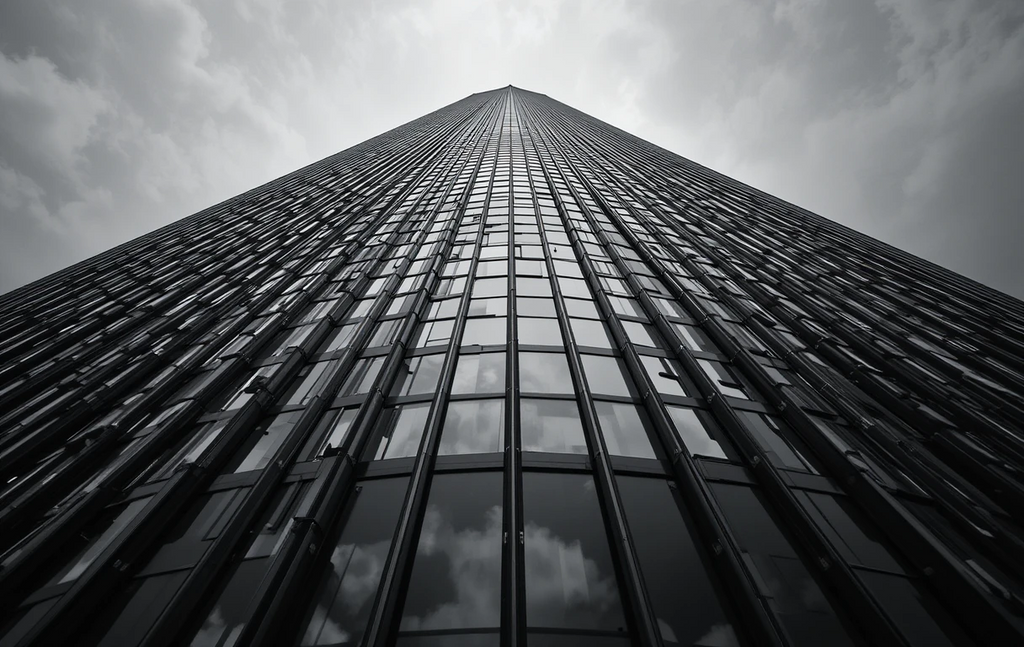 Modern Glass Skyscraper from Below