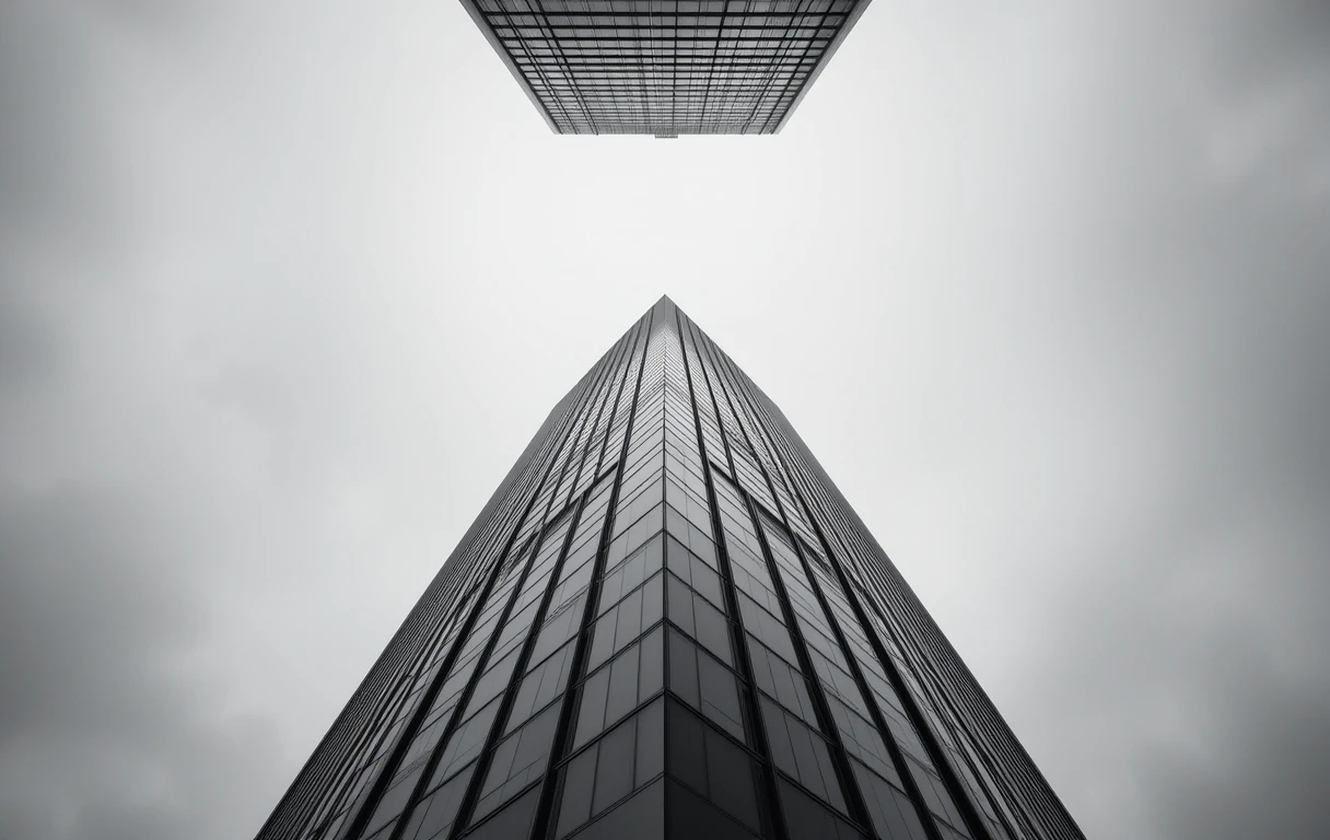 Modern Glass Skyscraper from Below