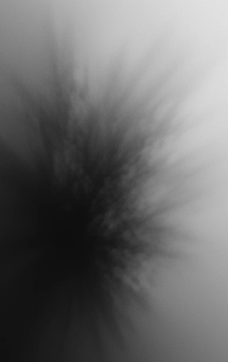The abstract intersecting black metal beams with strong contrast and depth