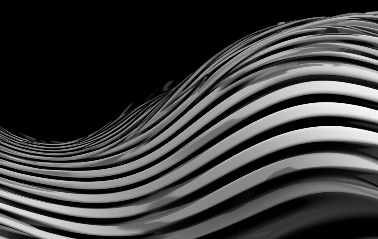 The glossy, ribbon-like undulating forms evoke polished metal waves.