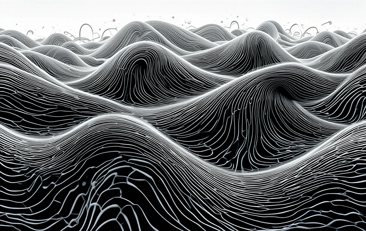 The branching, smoky structures resemble neurons in a dark field