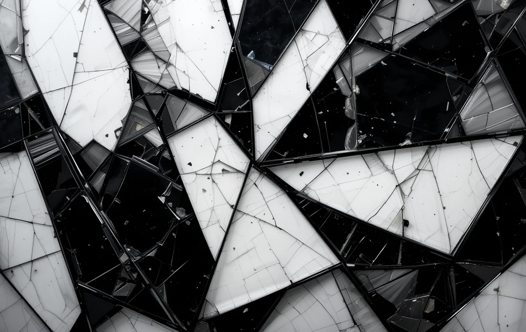 The broken glass/mirror fragments