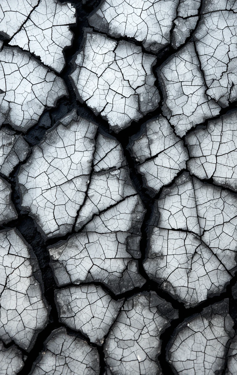 The dry, cracked ground texture