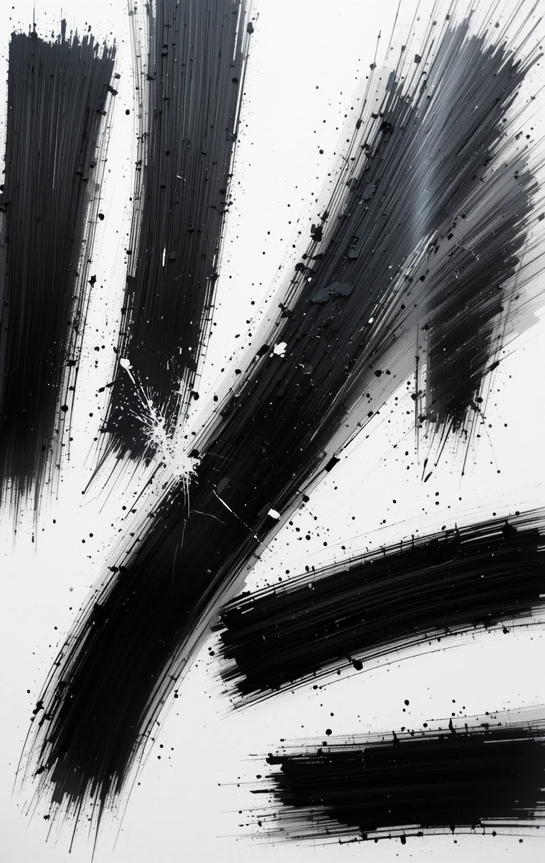 The dynamic black paint brush strokes