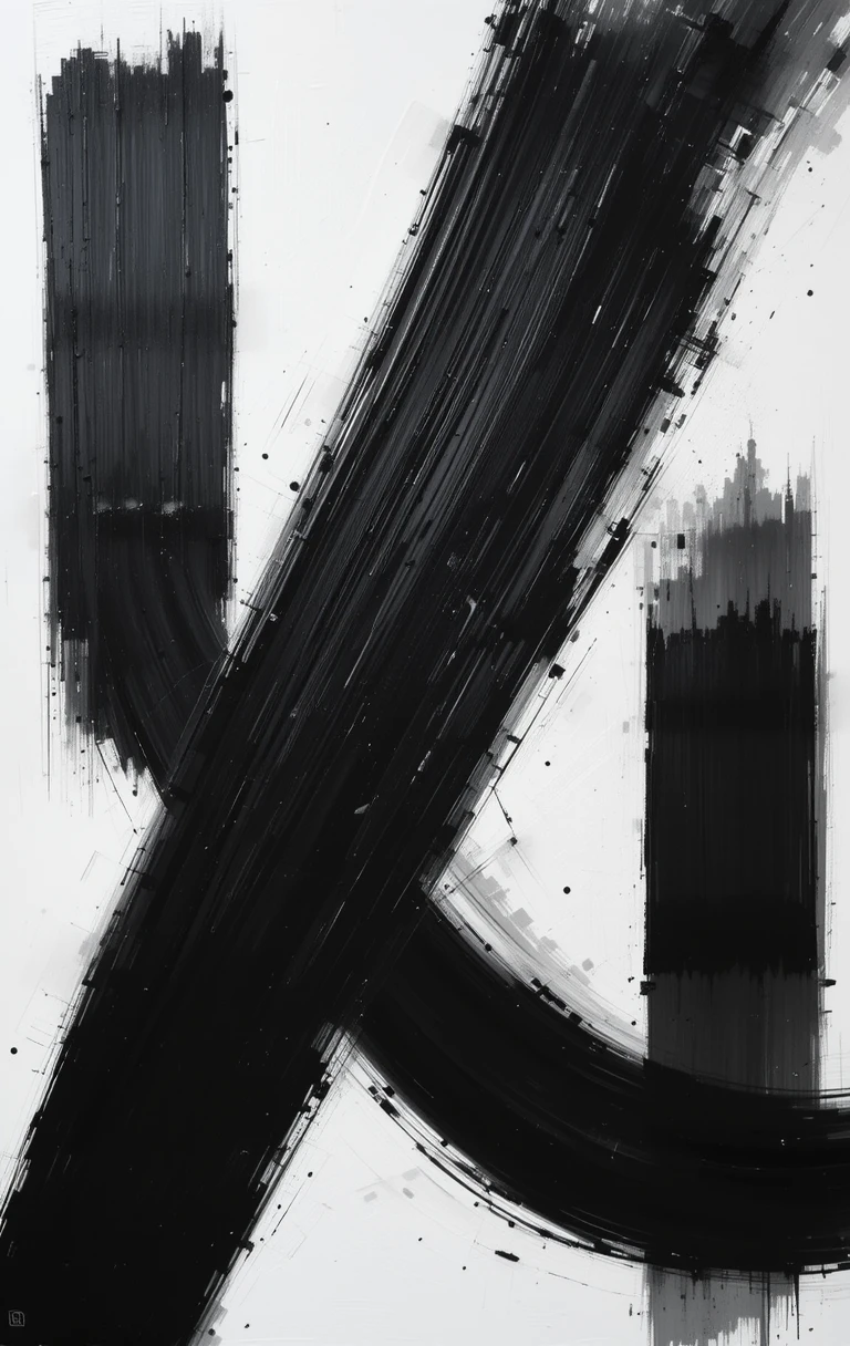 The dynamic black paint brush strokes