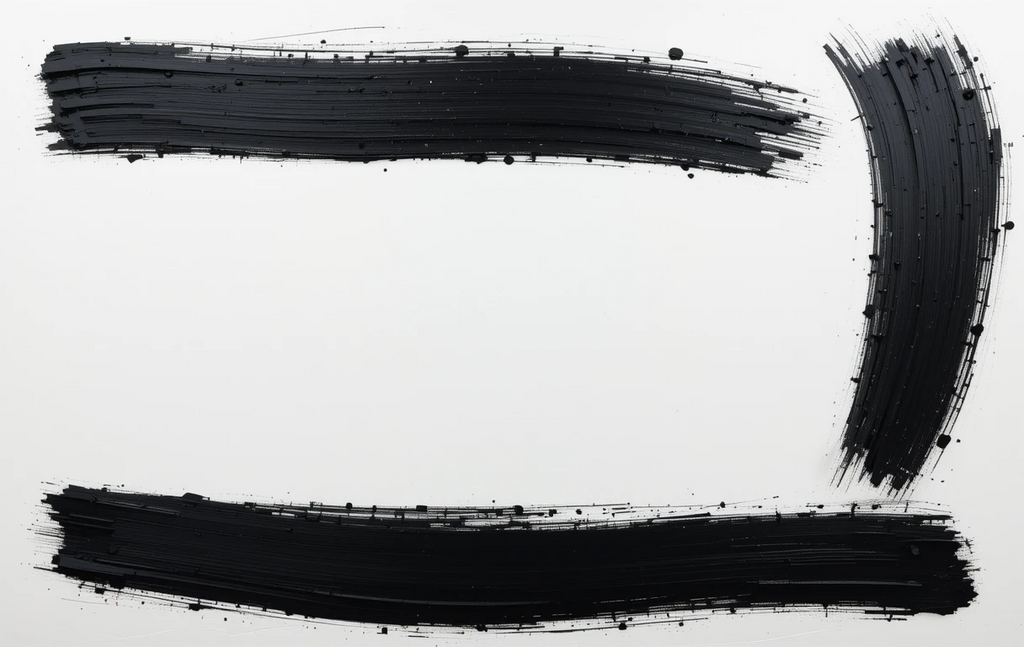 The dynamic black paint brush strokes