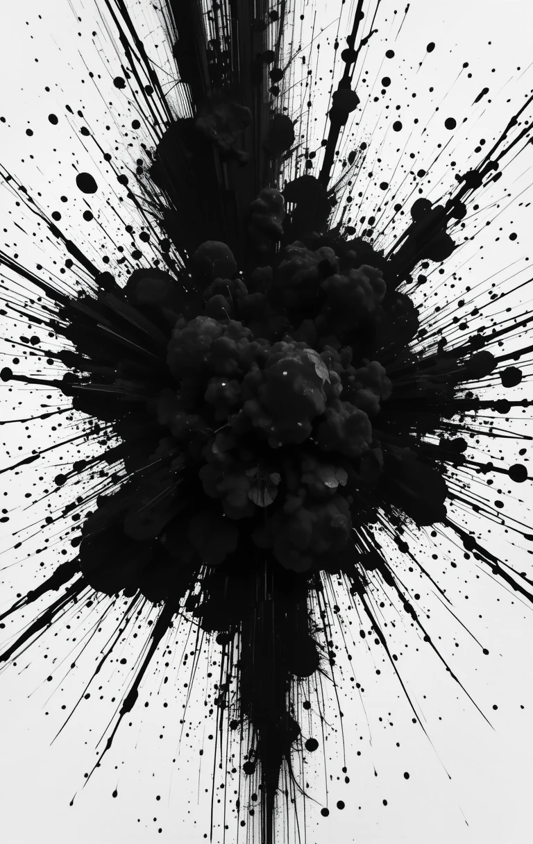 The abstract ink splatter with stars and branches