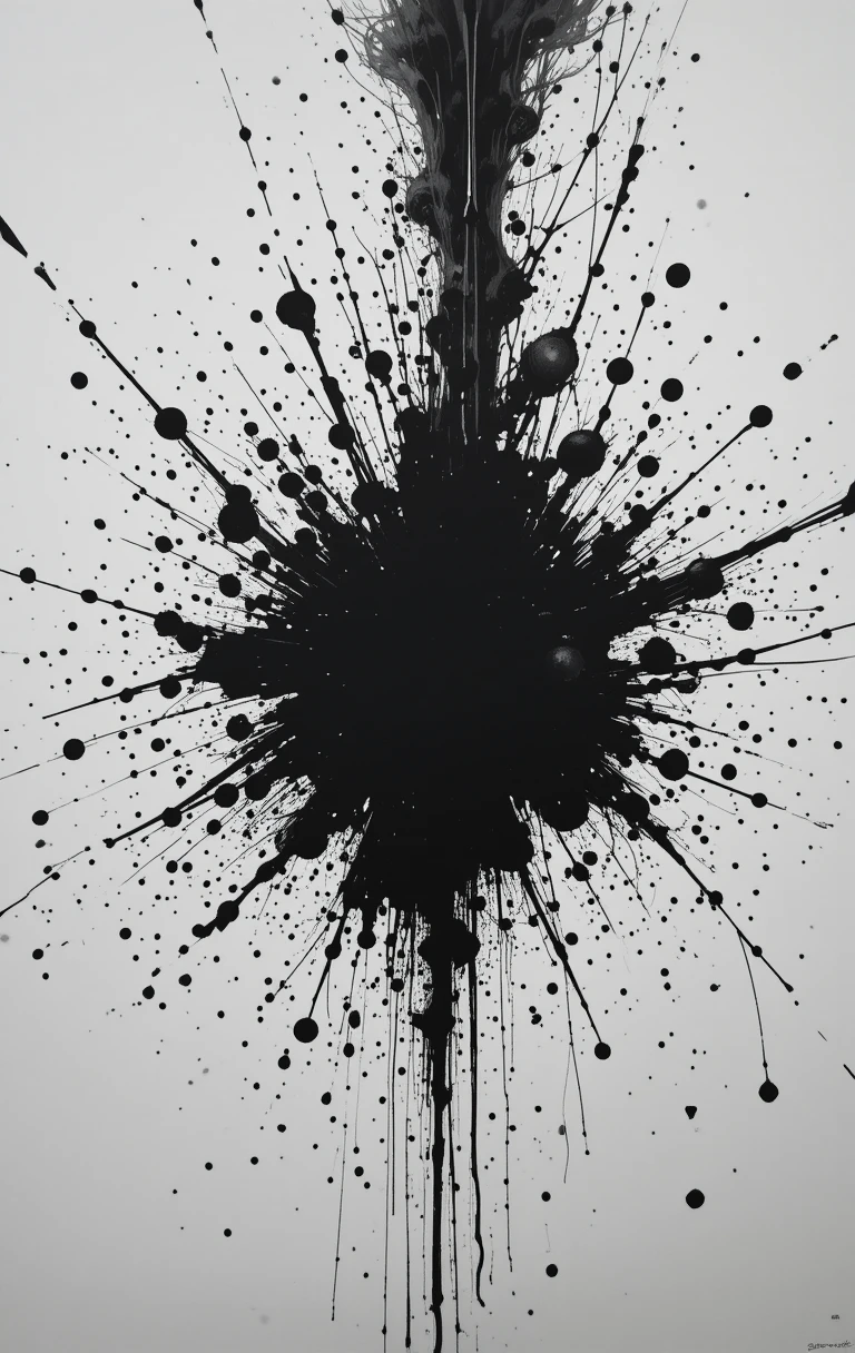 The abstract ink splatter with stars and branches
