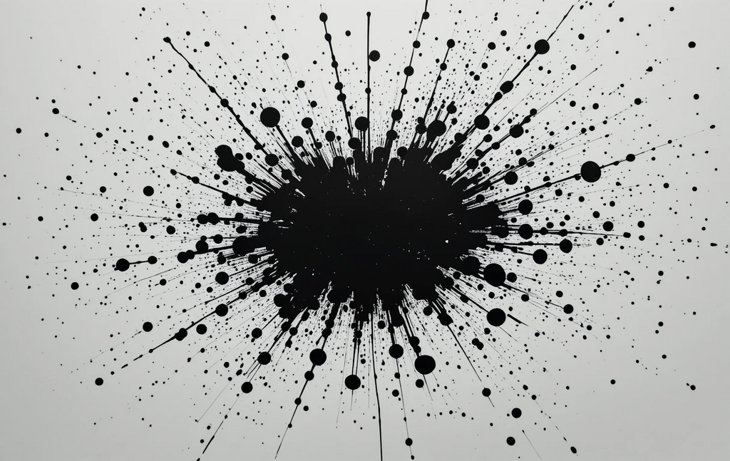 The abstract ink splatter with stars and branches