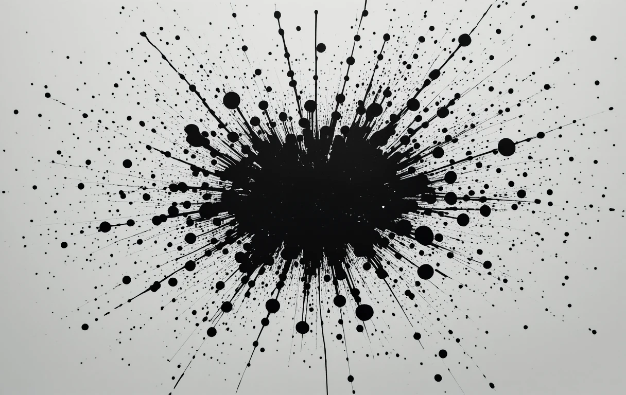 The abstract ink splatter with stars and branches