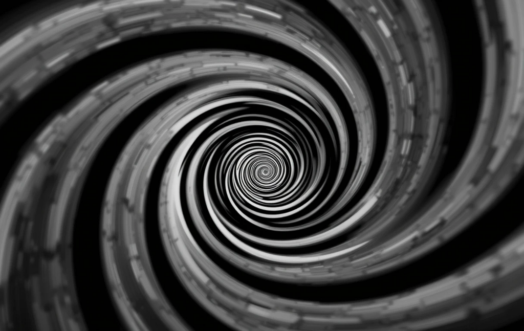 Hypnotic black-and-white spiralInfinite Vortex