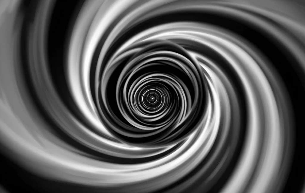 Hypnotic black-and-white spiralInfinite Vortex