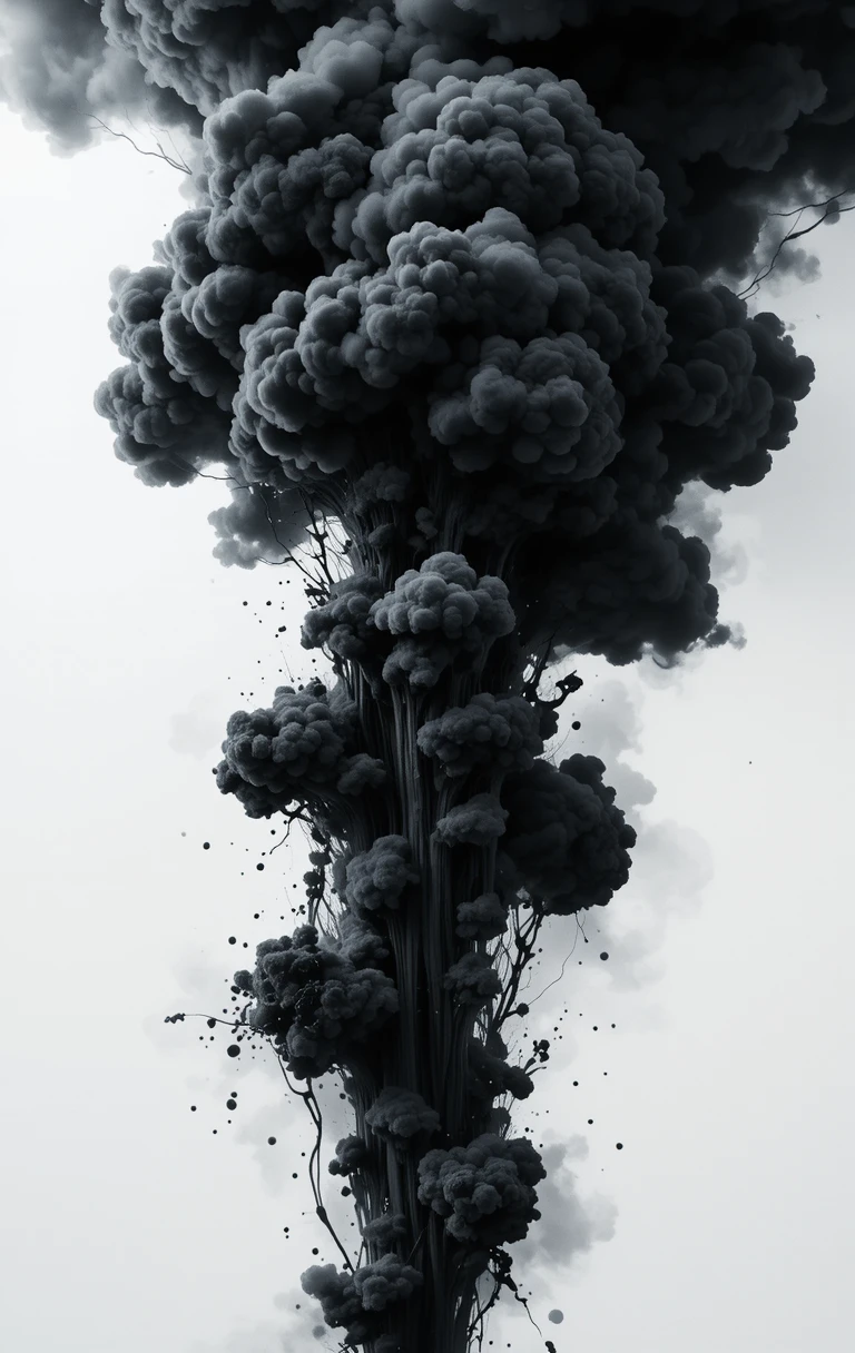 Rising black smoke-like textured formAscent of Noir