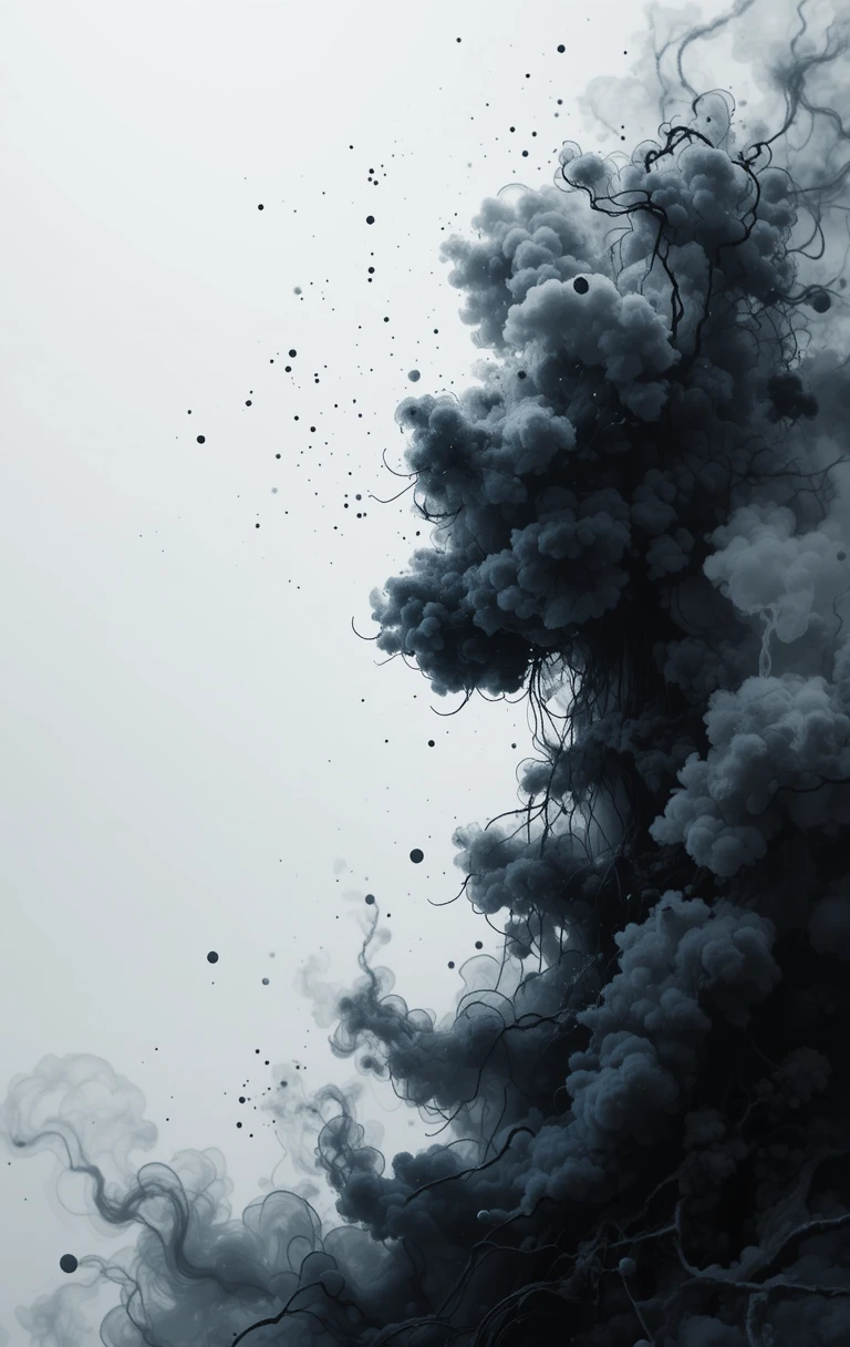 Rising black smoke-like textured formAscent of Noir