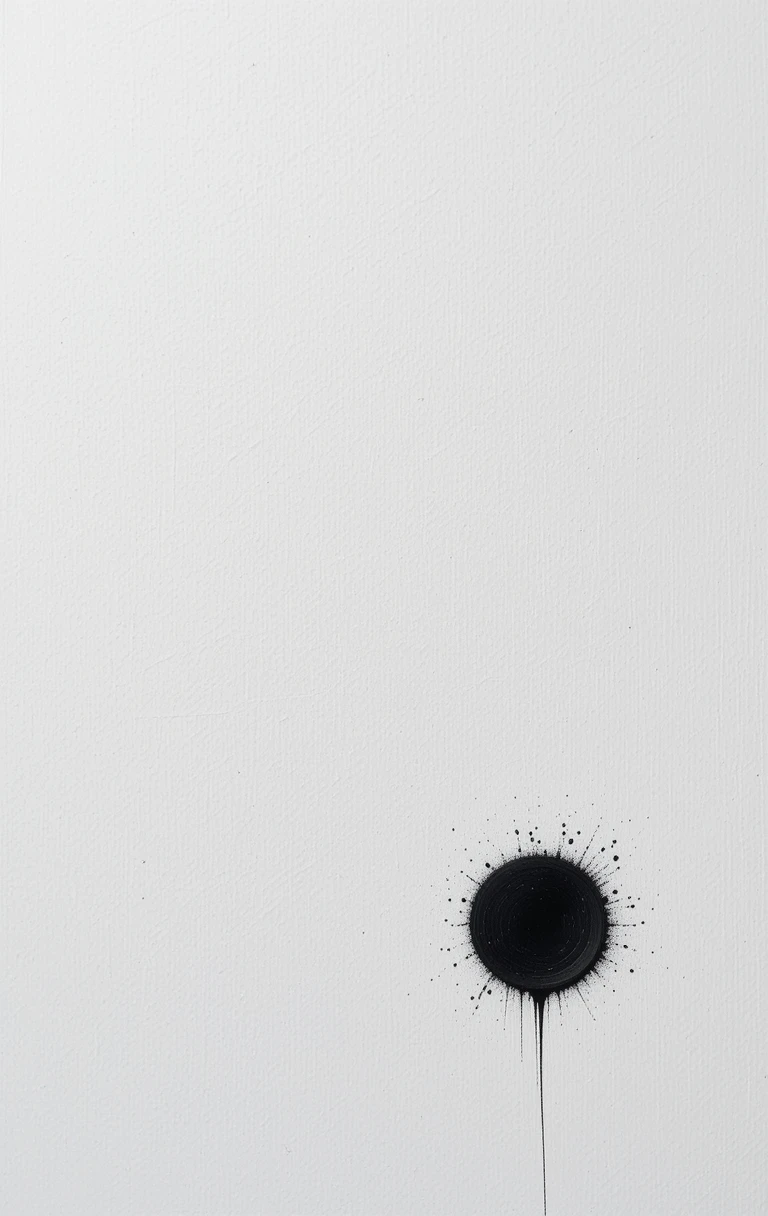 Small black circular splatter with dripGenesis Drop
