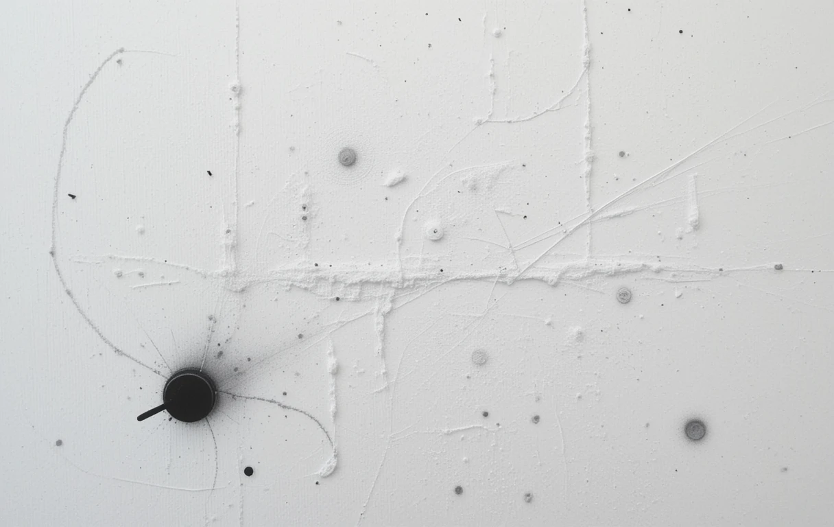 Small black circular splatter with dripGenesis Drop