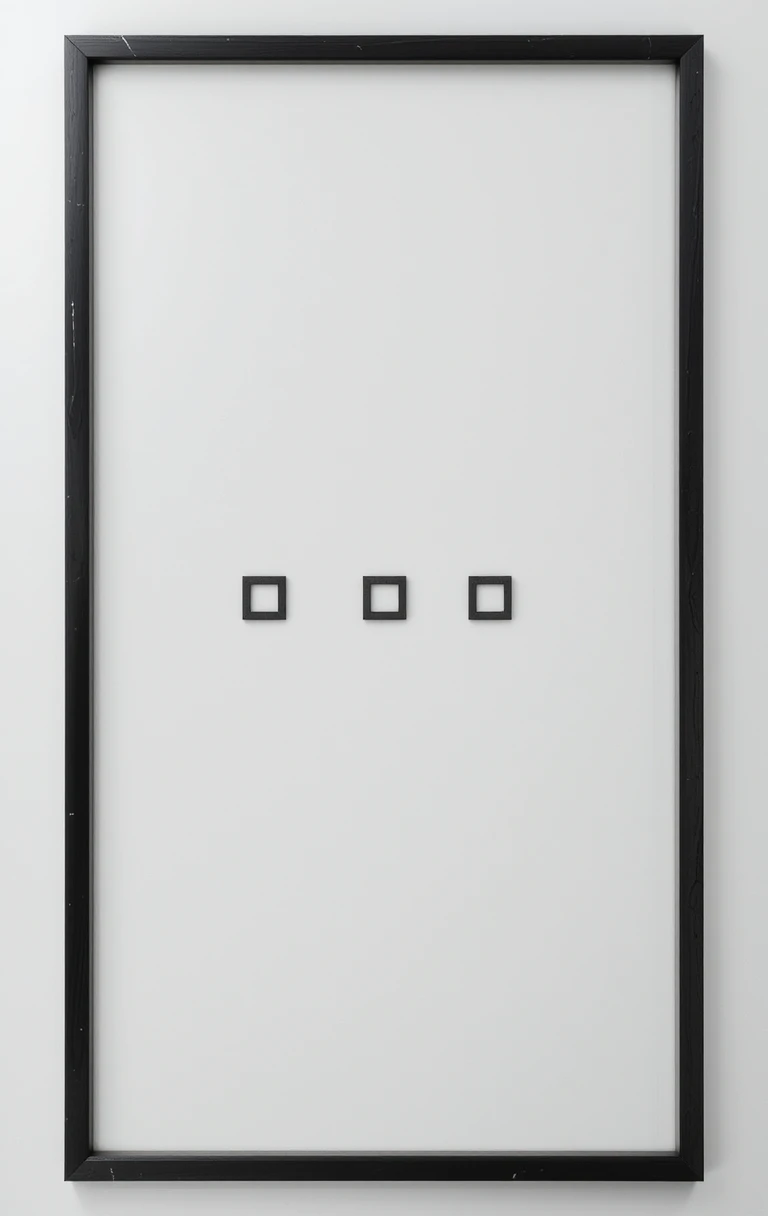 The framed piece with three small squares