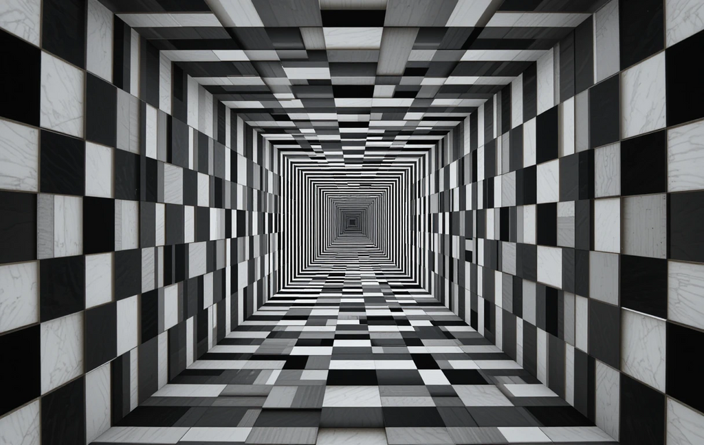The perspective tunnel with repeating arches