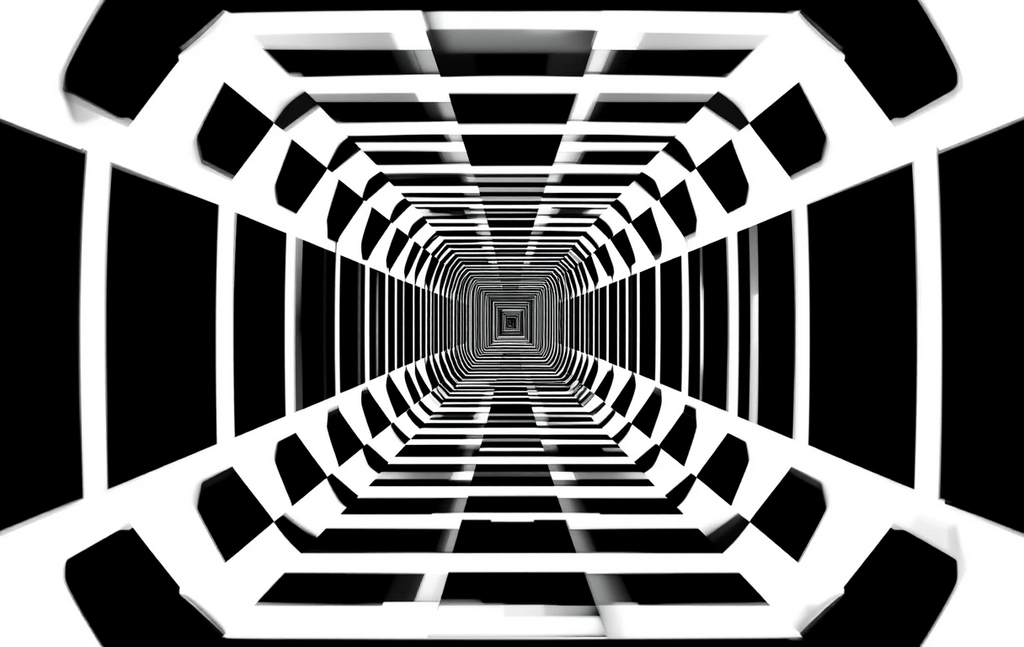 The perspective tunnel with repeating arches