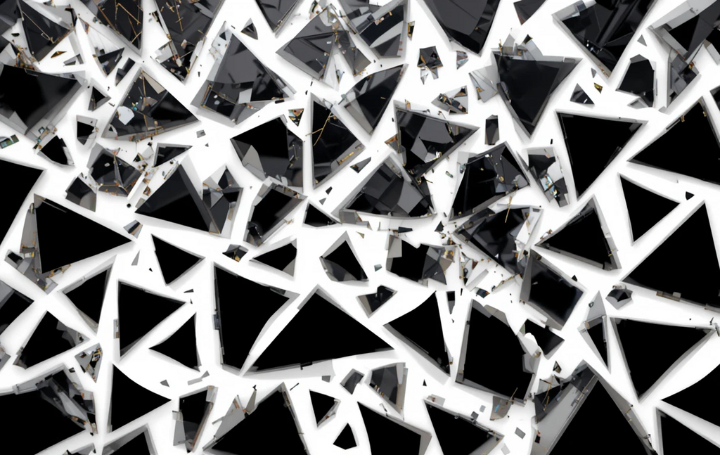 The scattered black triangular shards