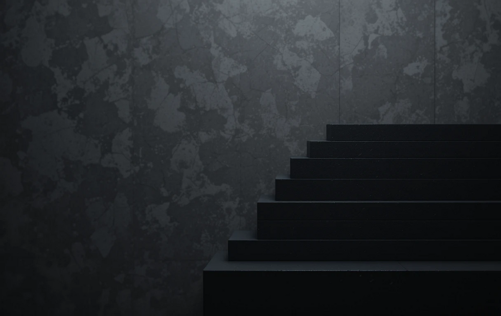 The dark stacked stone pyramid steps