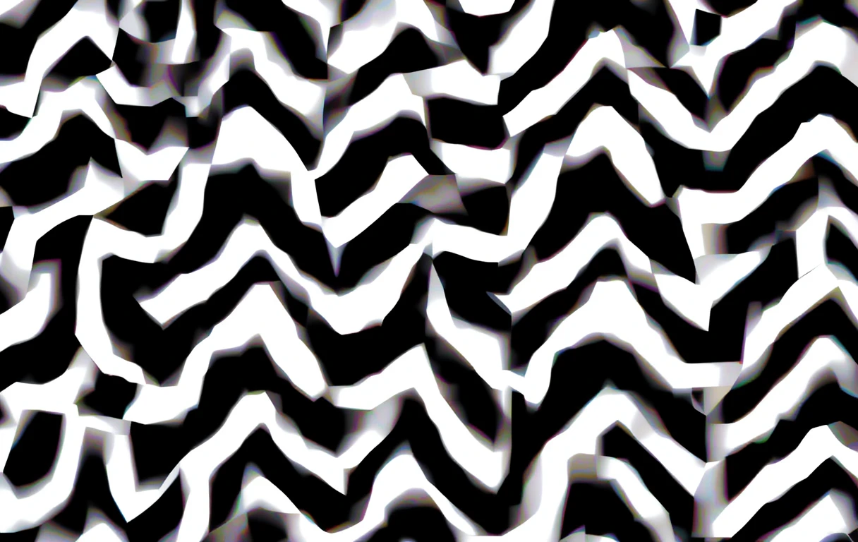 Highlights the bold zigzag stripes with crystalline distortion.