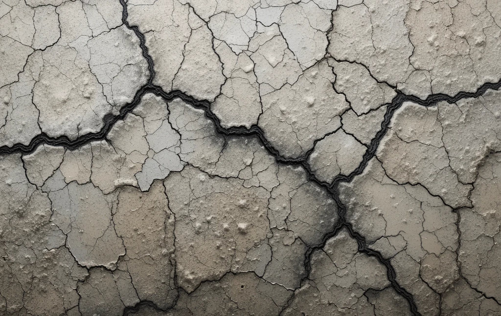 Reflects the deep cracks and raised, dried-mud-like texture.