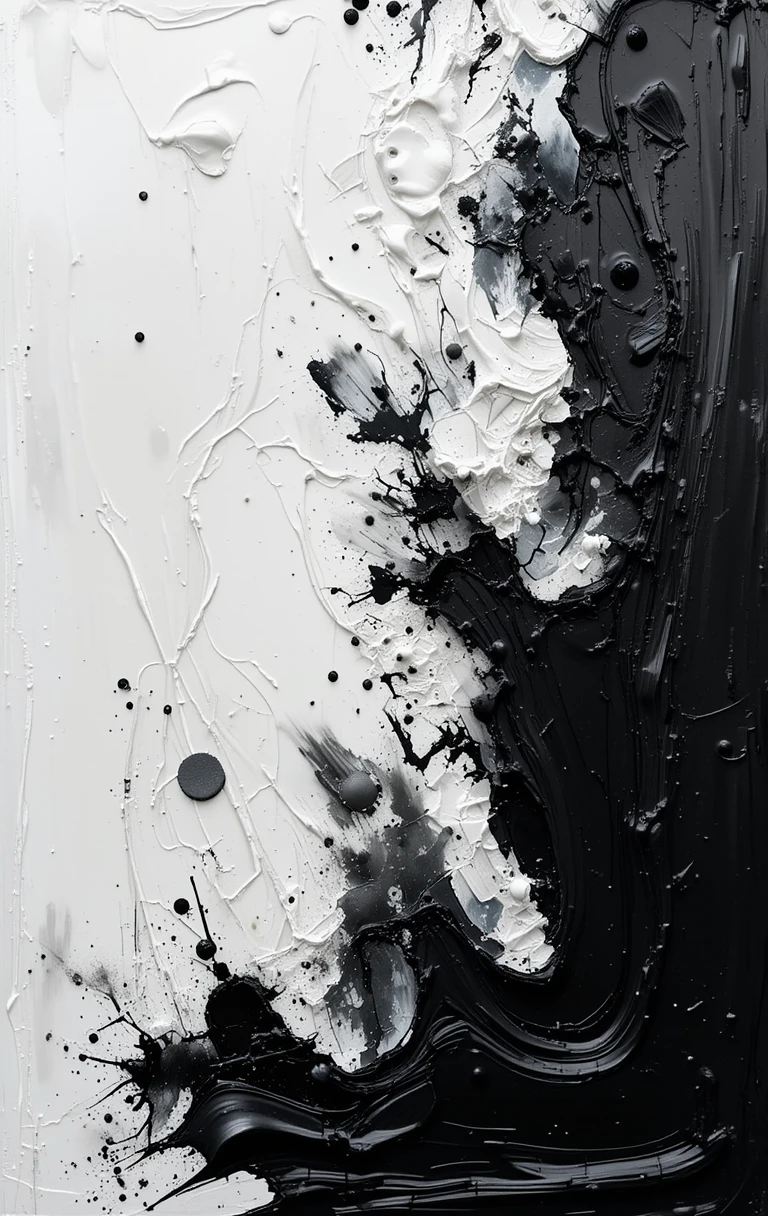 Inspired by the thick, dripping paint split between black and white halves.
