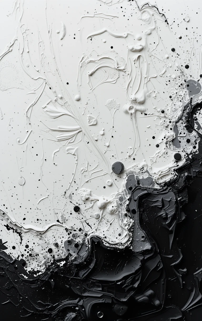 Inspired by the thick, dripping paint split between black and white halves.