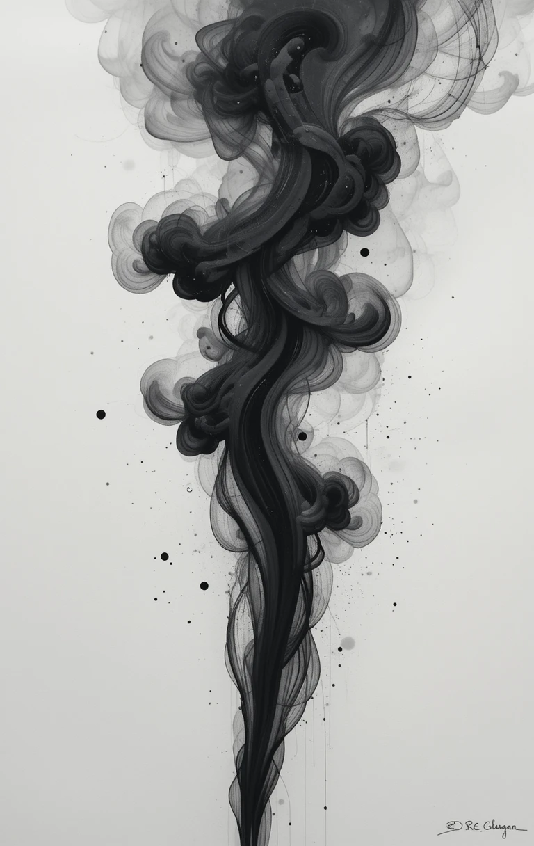 Captures the swirling, fluid smoke-like forms with organic curls.