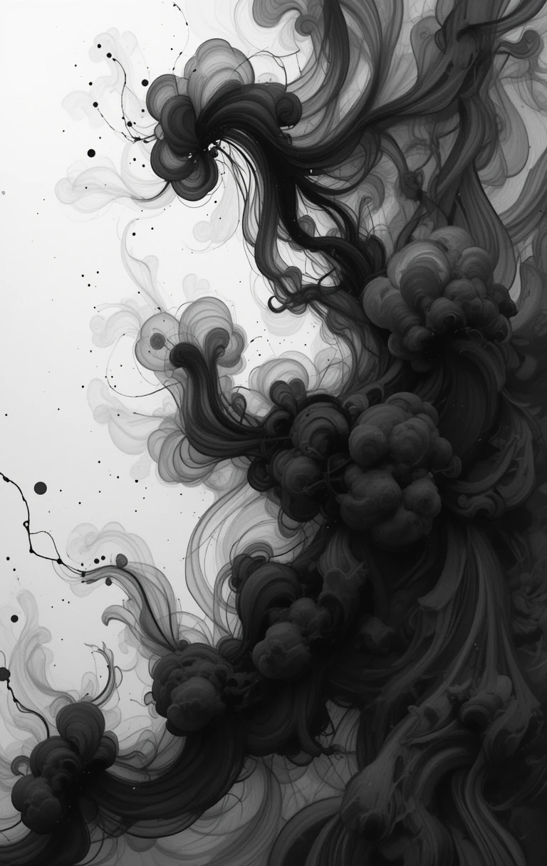 Captures the swirling, fluid smoke-like forms with organic curls.