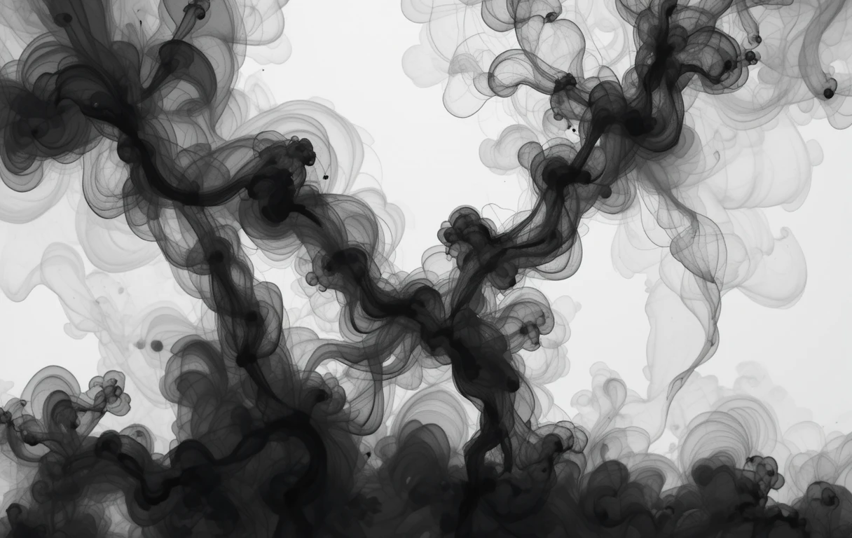 Captures the swirling, fluid smoke-like forms with organic curls.