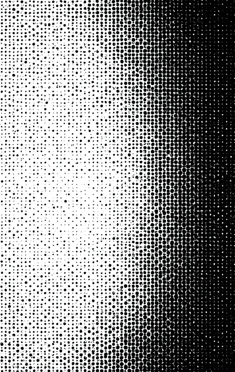 Describes the dotted halftone fade from dense black to sparse white.