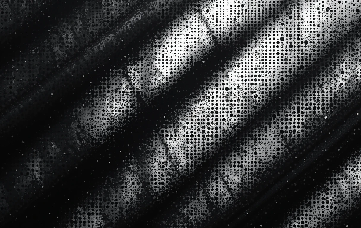 Describes the dotted halftone fade from dense black to sparse white.