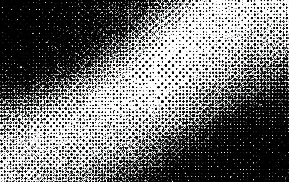 Describes the dotted halftone fade from dense black to sparse white.