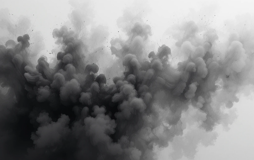 Evokes the tree-like branching veins emerging from clouds of ink.