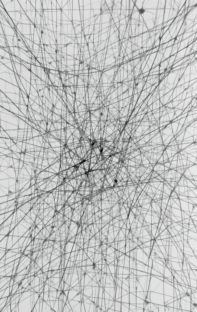 Suggests the intricate, interconnected threads and nodes like a neural map