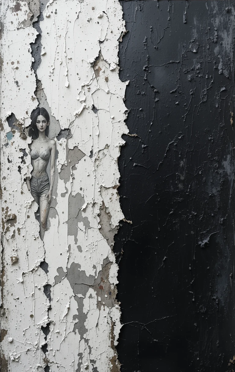 The peeling, cracked paint layers